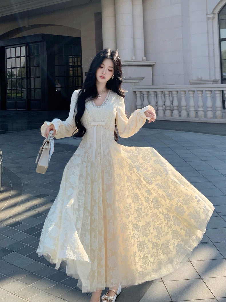 迷迭花园 蕾丝收腰千金风连衣裙  Rosemary Garden Lace Waist-Cinched Debutante-Style Dress