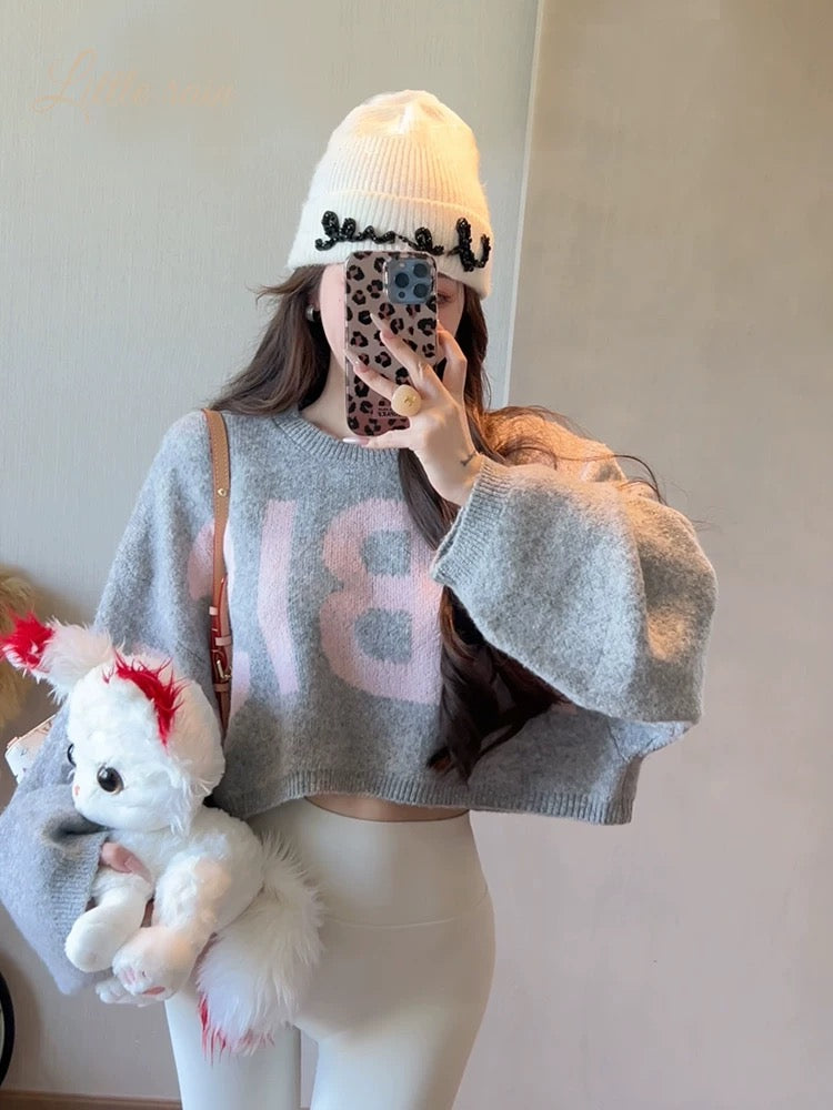 慵懒暖宝 字母宽松韩系上衣 Cozy Lazy-Style Lettered Oversized Korean Top