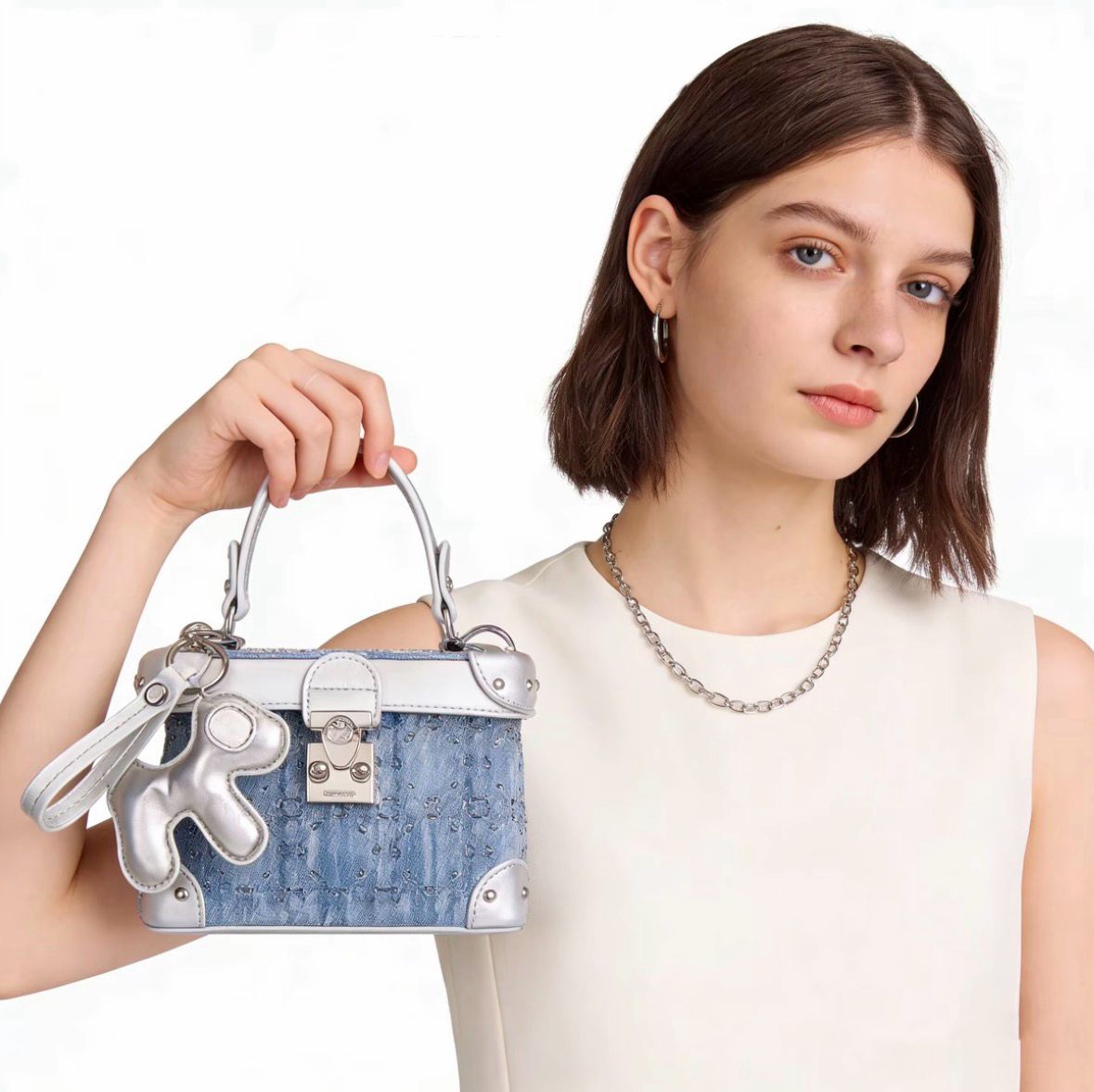 Kira Silver Muse Denim Bag