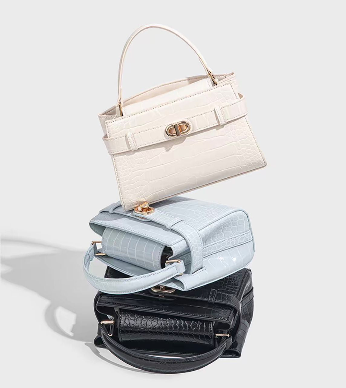 Kally Croc-Embossed Leather Bag