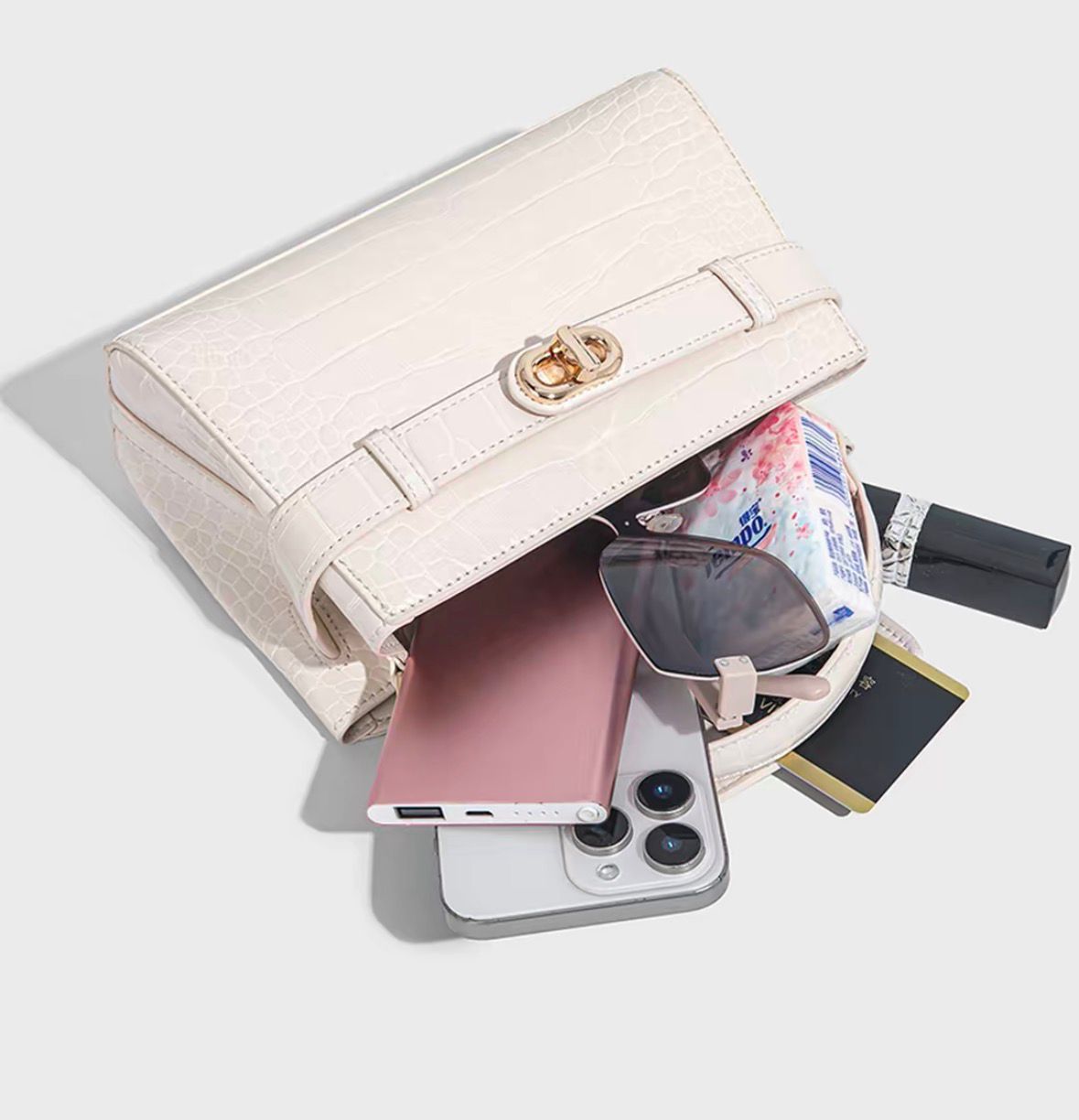 Kally Croc-Embossed Leather Bag